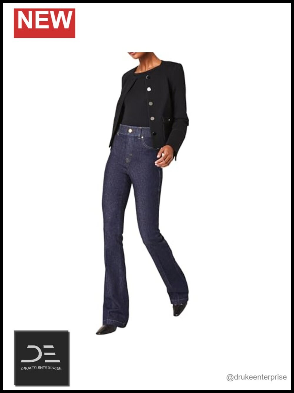 SPANXshape Original EveryWear Pull-On Flare Jeans High Rise 4-Way Stretch Denim